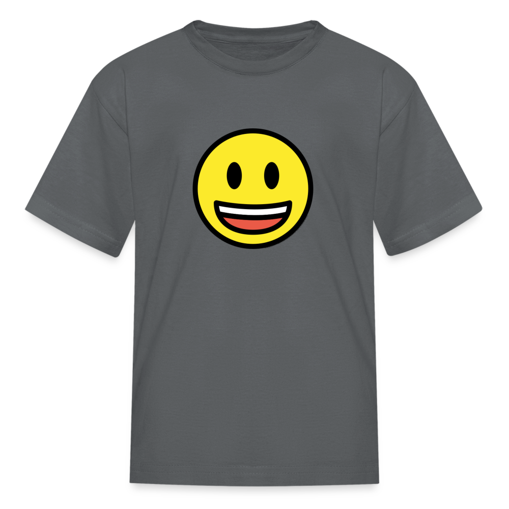 Grinning Face with Big Eyes Moji Kids' T-Shirt - Emoji.Express - charcoal