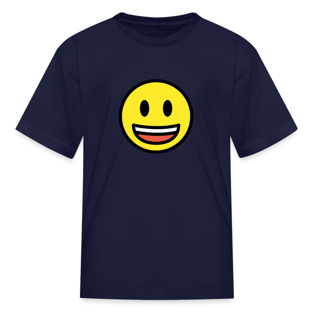 Grinning Face with Big Eyes Moji Kids' T-Shirt - Emoji.Express - navy