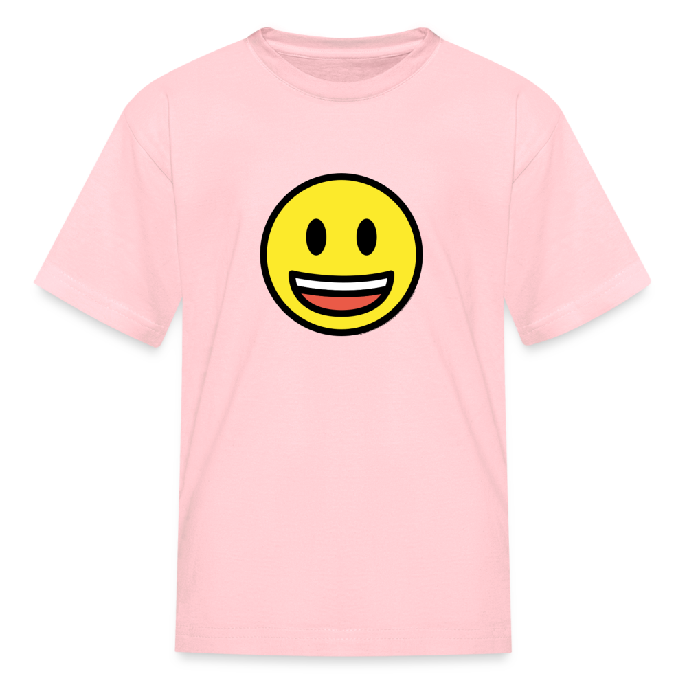 Grinning Face with Big Eyes Moji Kids' T-Shirt - Emoji.Express - pink