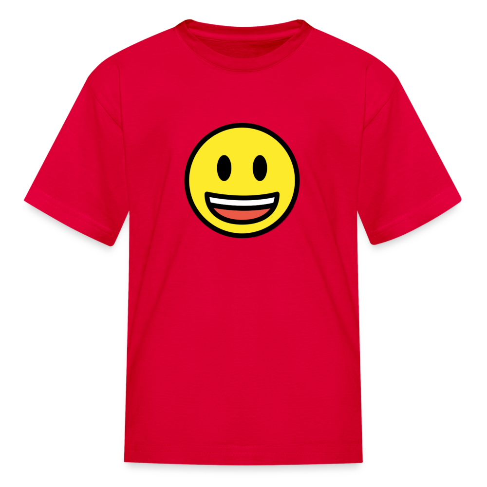 Grinning Face with Big Eyes Moji Kids' T-Shirt - Emoji.Express - red