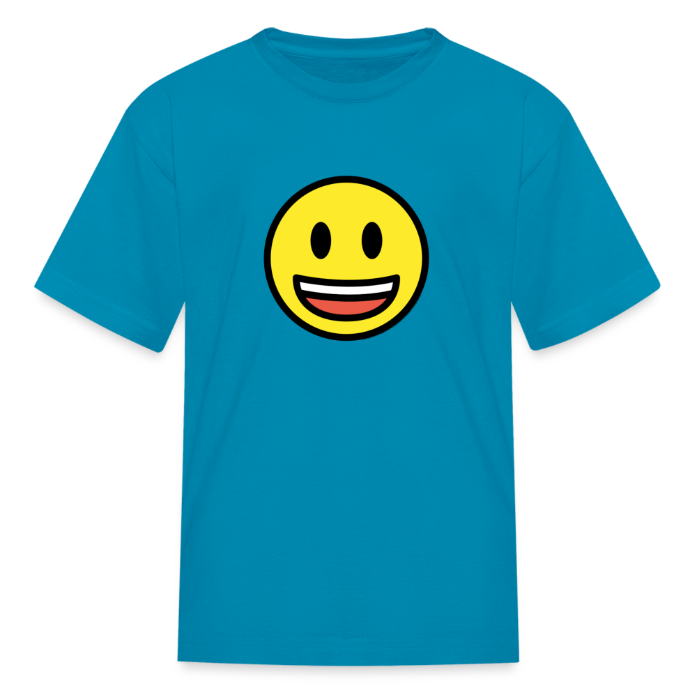 Grinning Face with Big Eyes Moji Kids' T-Shirt - Emoji.Express - turquoise