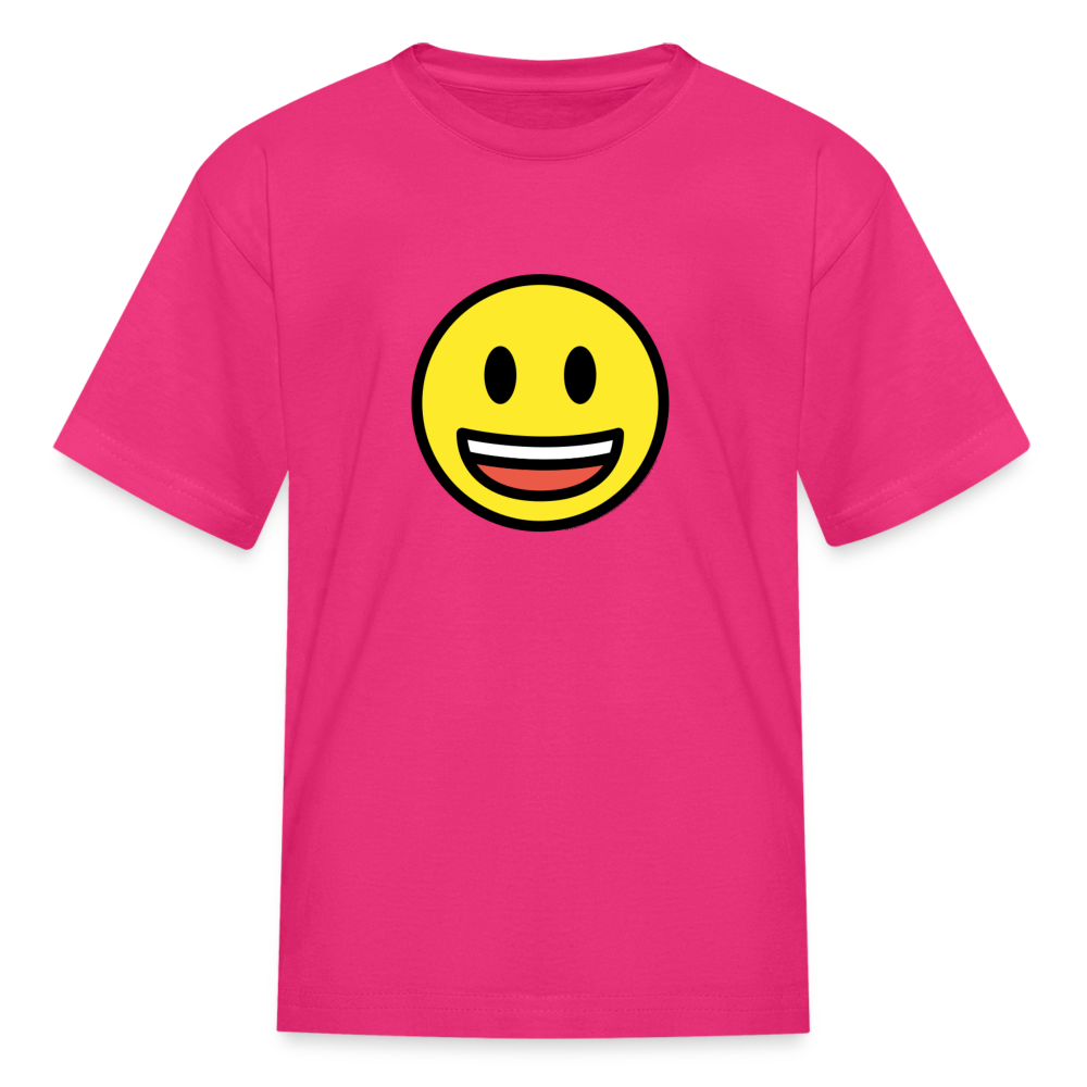 Grinning Face with Big Eyes Moji Kids' T-Shirt - Emoji.Express - fuchsia