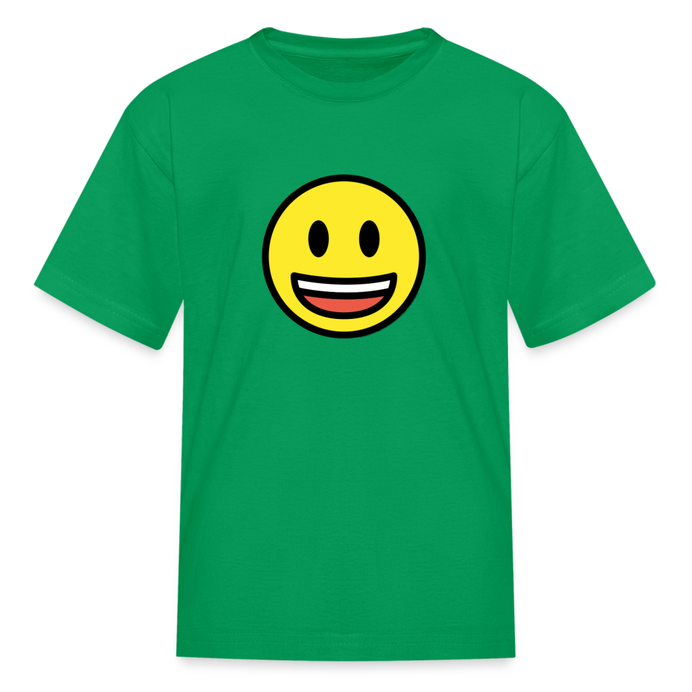 Grinning Face with Big Eyes Moji Kids' T-Shirt - Emoji.Express - kelly green