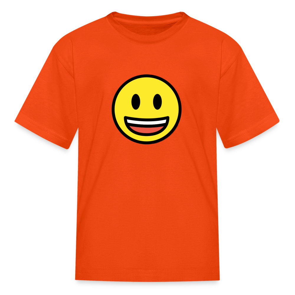 Grinning Face with Big Eyes Moji Kids' T-Shirt - Emoji.Express - orange