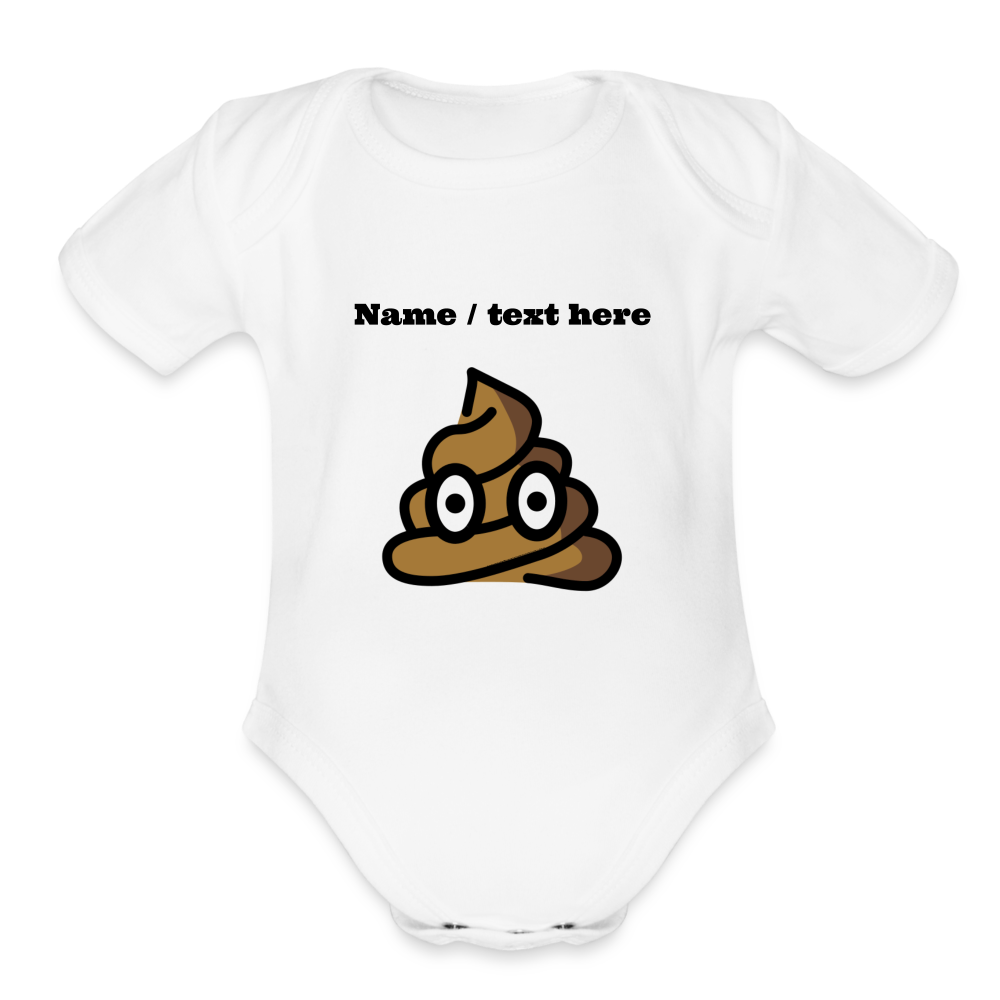 Pile of Poo Moji Organic Short Sleeve Baby Bodysuit - Emoji.Express - white