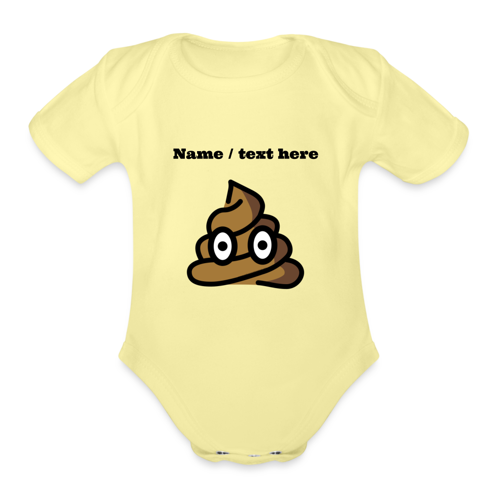 Pile of Poo Moji Organic Short Sleeve Baby Bodysuit - Emoji.Express - washed yellow