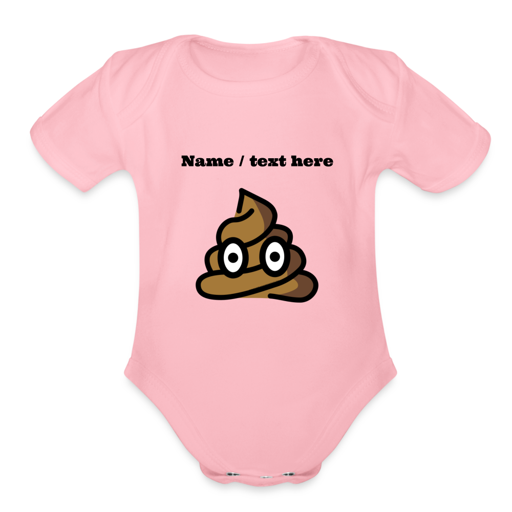 Pile of Poo Moji Organic Short Sleeve Baby Bodysuit - Emoji.Express - light pink