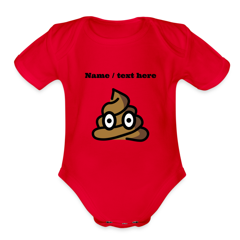 Pile of Poo Moji Organic Short Sleeve Baby Bodysuit - Emoji.Express - red