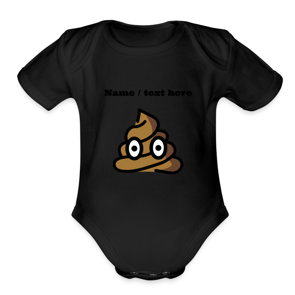 Pile of Poo Moji Organic Short Sleeve Baby Bodysuit - Emoji.Express - black
