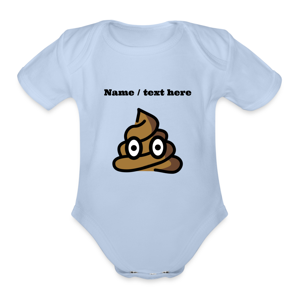 Pile of Poo Moji Organic Short Sleeve Baby Bodysuit - Emoji.Express - sky