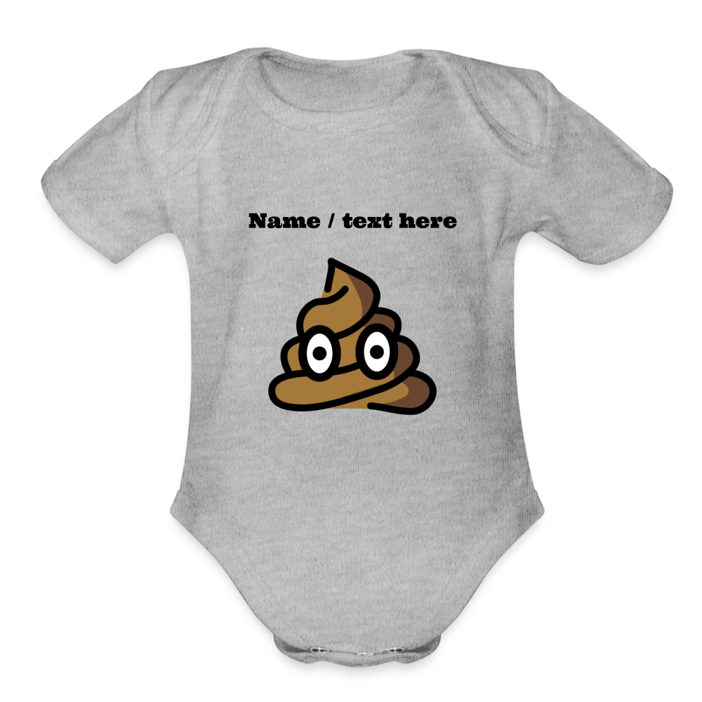 Pile of Poo Moji Organic Short Sleeve Baby Bodysuit - Emoji.Express - heather grey