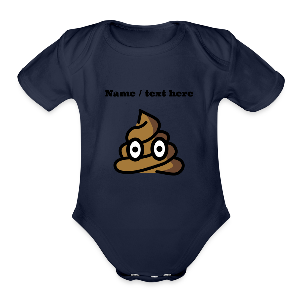 Pile of Poo Moji Organic Short Sleeve Baby Bodysuit - Emoji.Express - dark navy