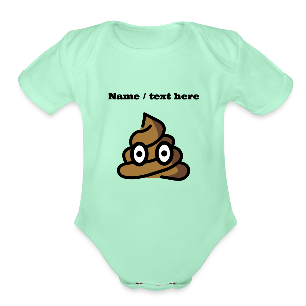 Pile of Poo Moji Organic Short Sleeve Baby Bodysuit - Emoji.Express - light mint