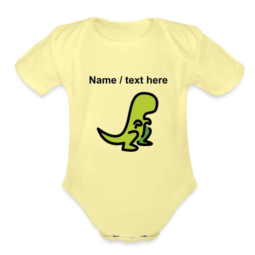 T-Rex Moji Organic Short Sleeve Baby Bodysuit - Moji.Express - washed yellow