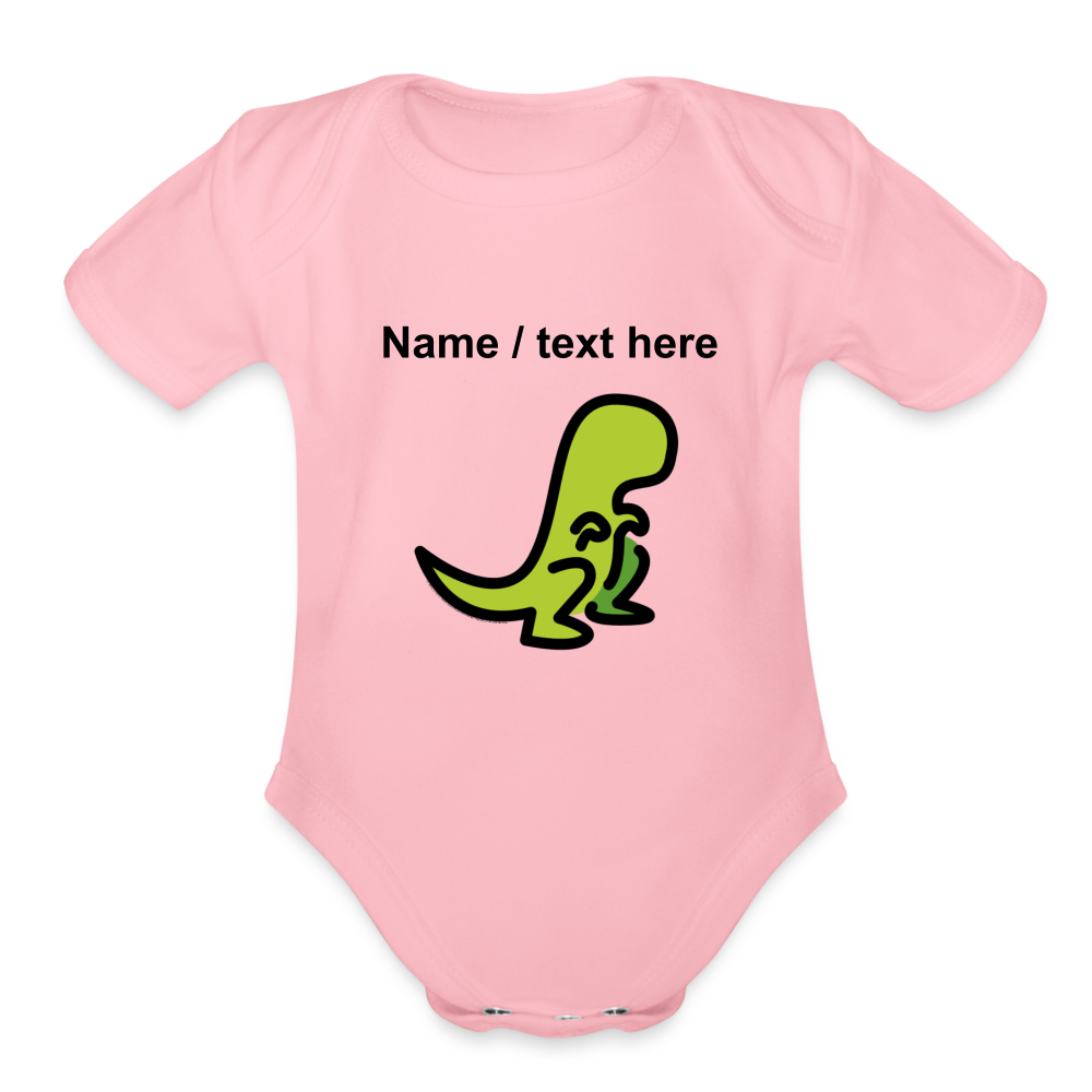 T-Rex Moji Organic Short Sleeve Baby Bodysuit - Moji.Express - light pink