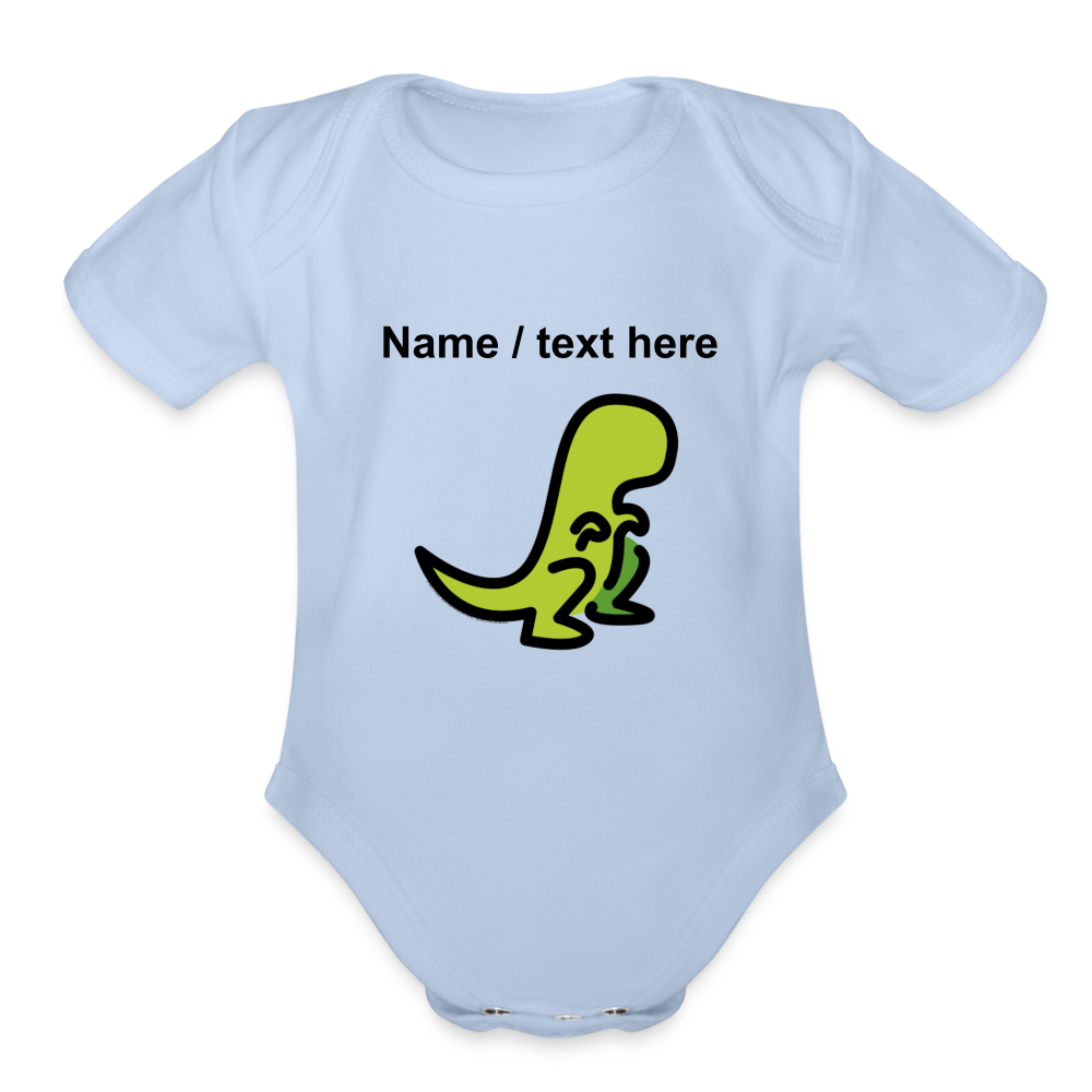 T-Rex Moji Organic Short Sleeve Baby Bodysuit - Moji.Express - sky