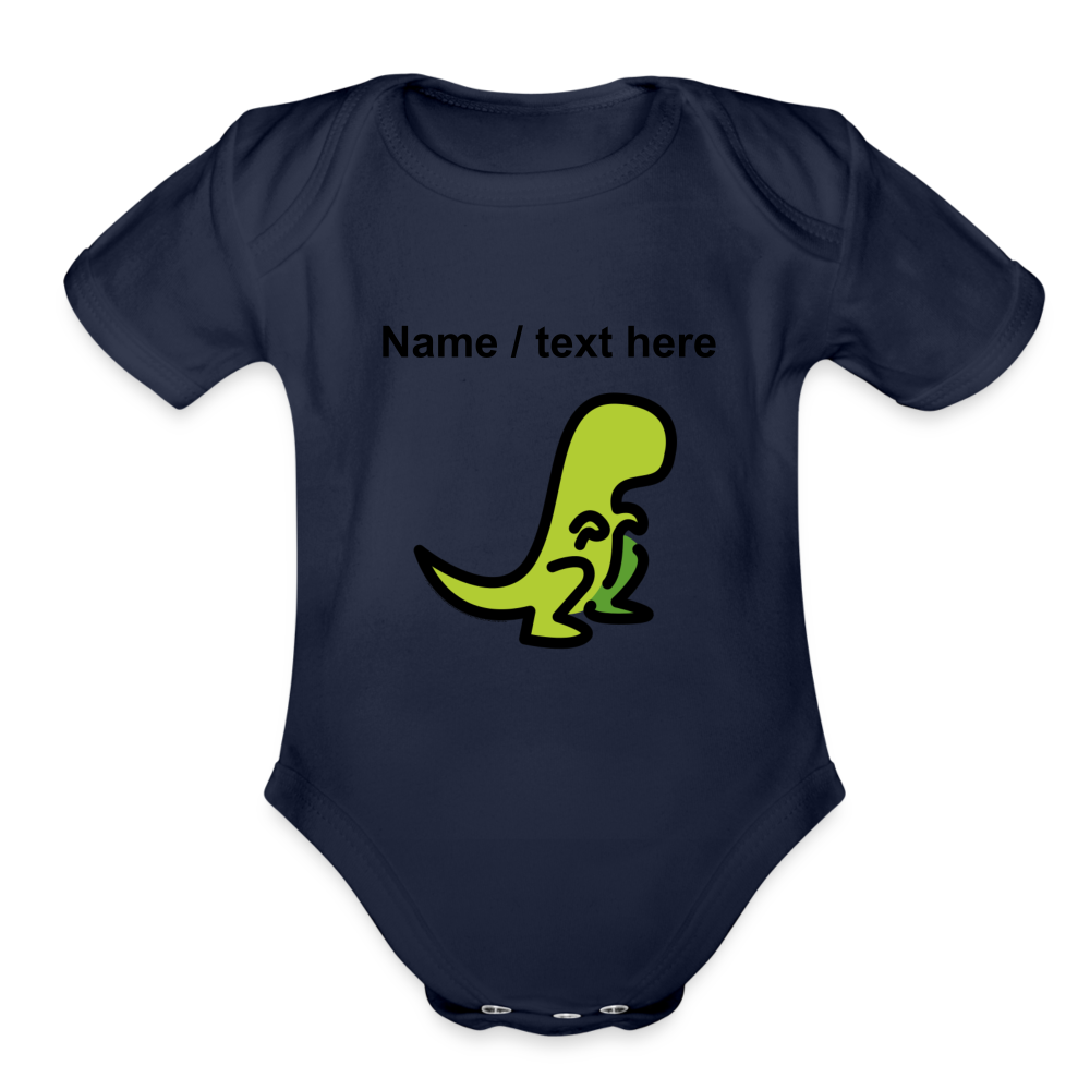 T-Rex Moji Organic Short Sleeve Baby Bodysuit - Moji.Express - dark navy