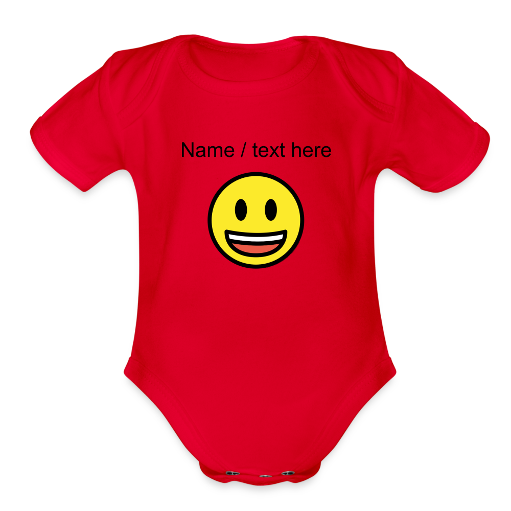 Grinning Face with Big Eyes Organic Short Sleeve Baby Bodysuit - Emoji.Express - red