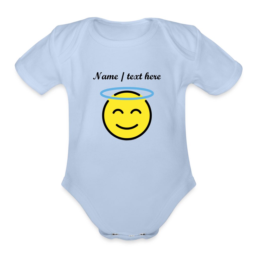Smiling Face with Halo Moji Organic Short Sleeve Baby Bodysuit - Emoji/Express - sky