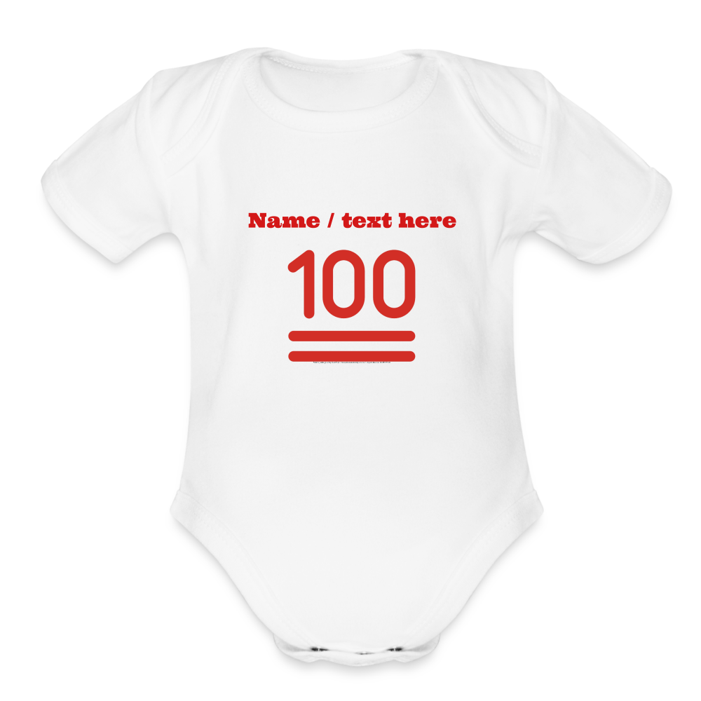 100 Points Moji Organic Short Sleeve Baby Bodysuit - Emoji.Express - white