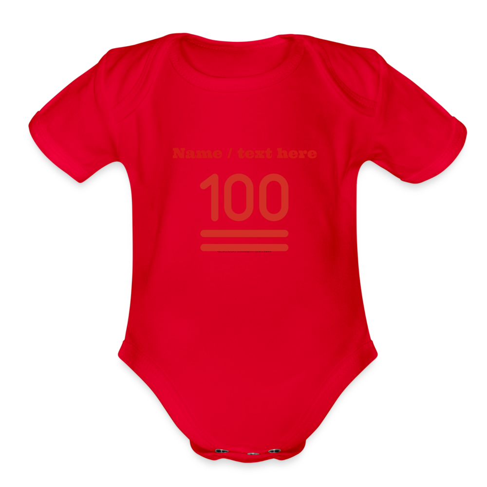 100 Points Moji Organic Short Sleeve Baby Bodysuit - Emoji.Express - red