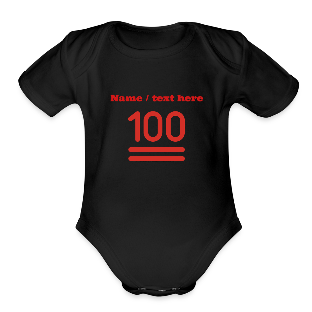 100 Points Moji Organic Short Sleeve Baby Bodysuit - Emoji.Express - black