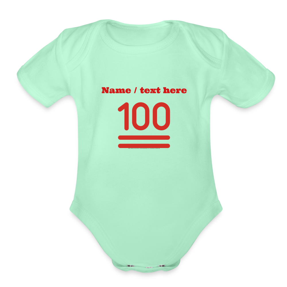 100 Points Moji Organic Short Sleeve Baby Bodysuit - Emoji.Express - light mint