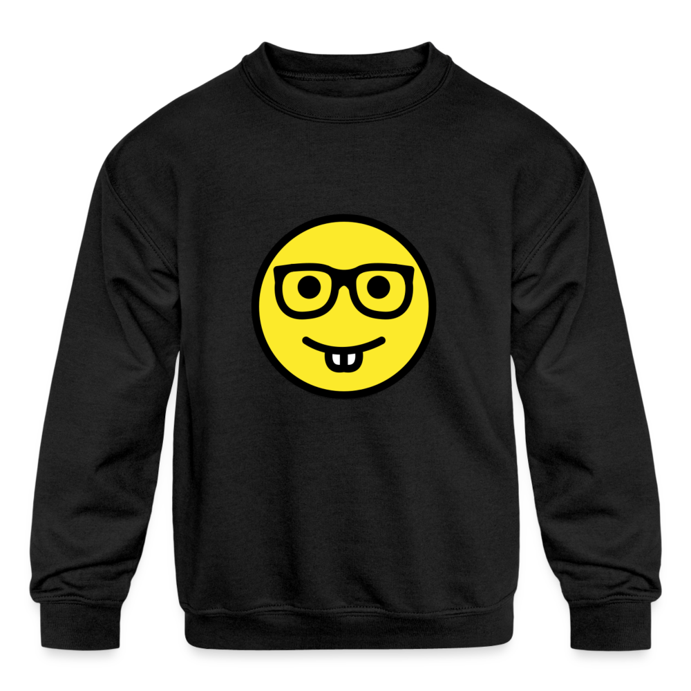 Nerd Face Moji Kids' Crewneck Sweatshirt - Emoji.Express - black