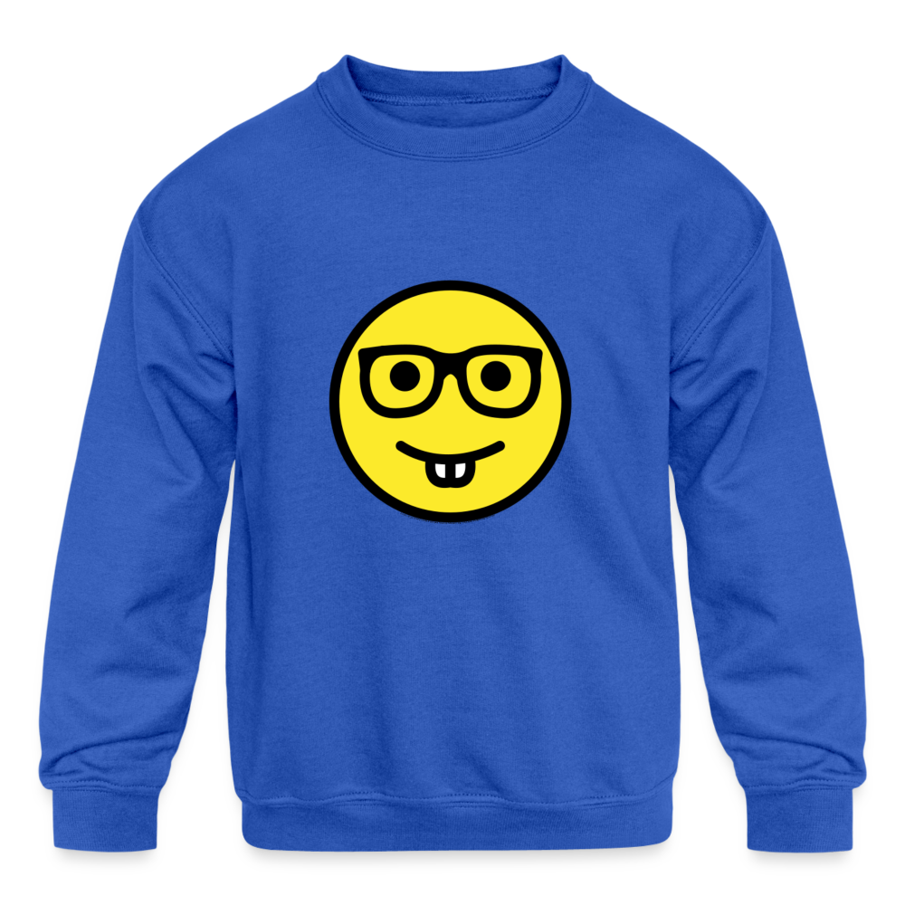 Nerd Face Moji Kids' Crewneck Sweatshirt - Emoji.Express - royal blue