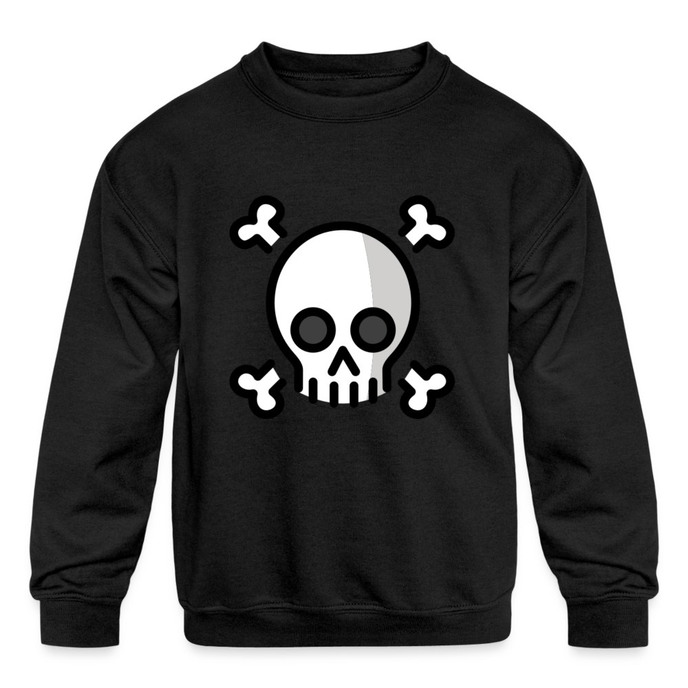 Skull and Crossbones Moji Kids' Crewneck Sweatshirt - Emoji.Express - black