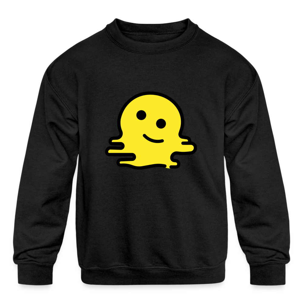 Melting Face Moji Kids' Crewneck Sweatshirt - Emoji.Express - black