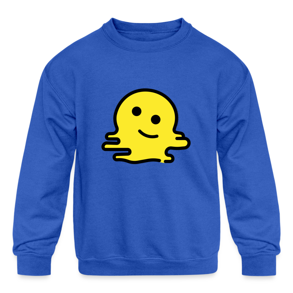 Melting Face Moji Kids' Crewneck Sweatshirt - Emoji.Express - royal blue