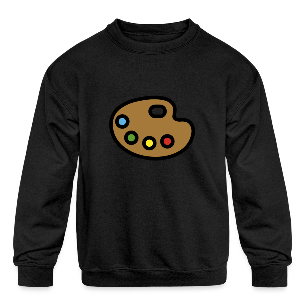 Artist Palette Moji Kids' Crewneck Sweatshirt - Emoji.Express - black