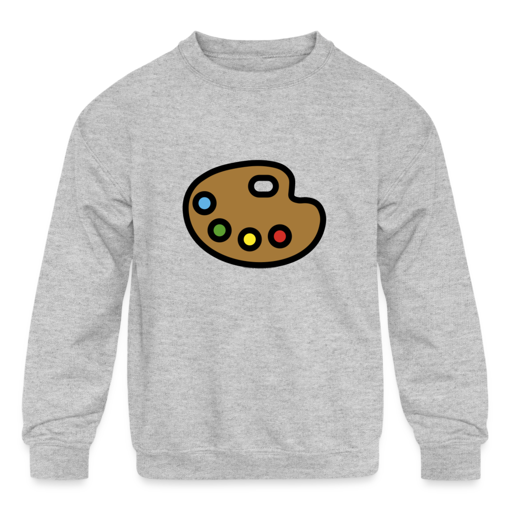 Artist Palette Moji Kids' Crewneck Sweatshirt - Emoji.Express - heather gray