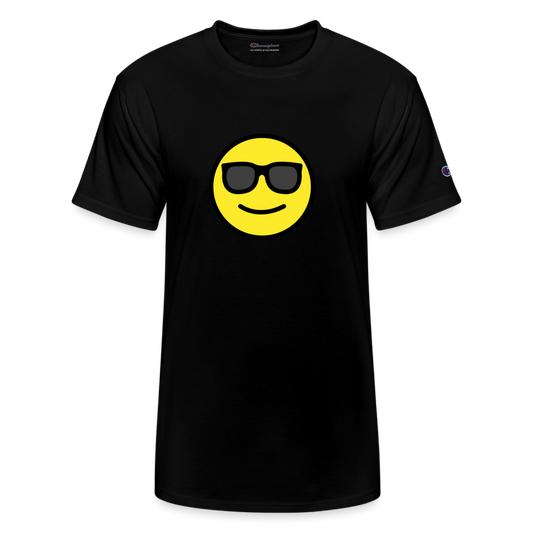 Smiling Face with Sunglasses Emoji Champion Unisex T-Shirt - Emoji.Express - black