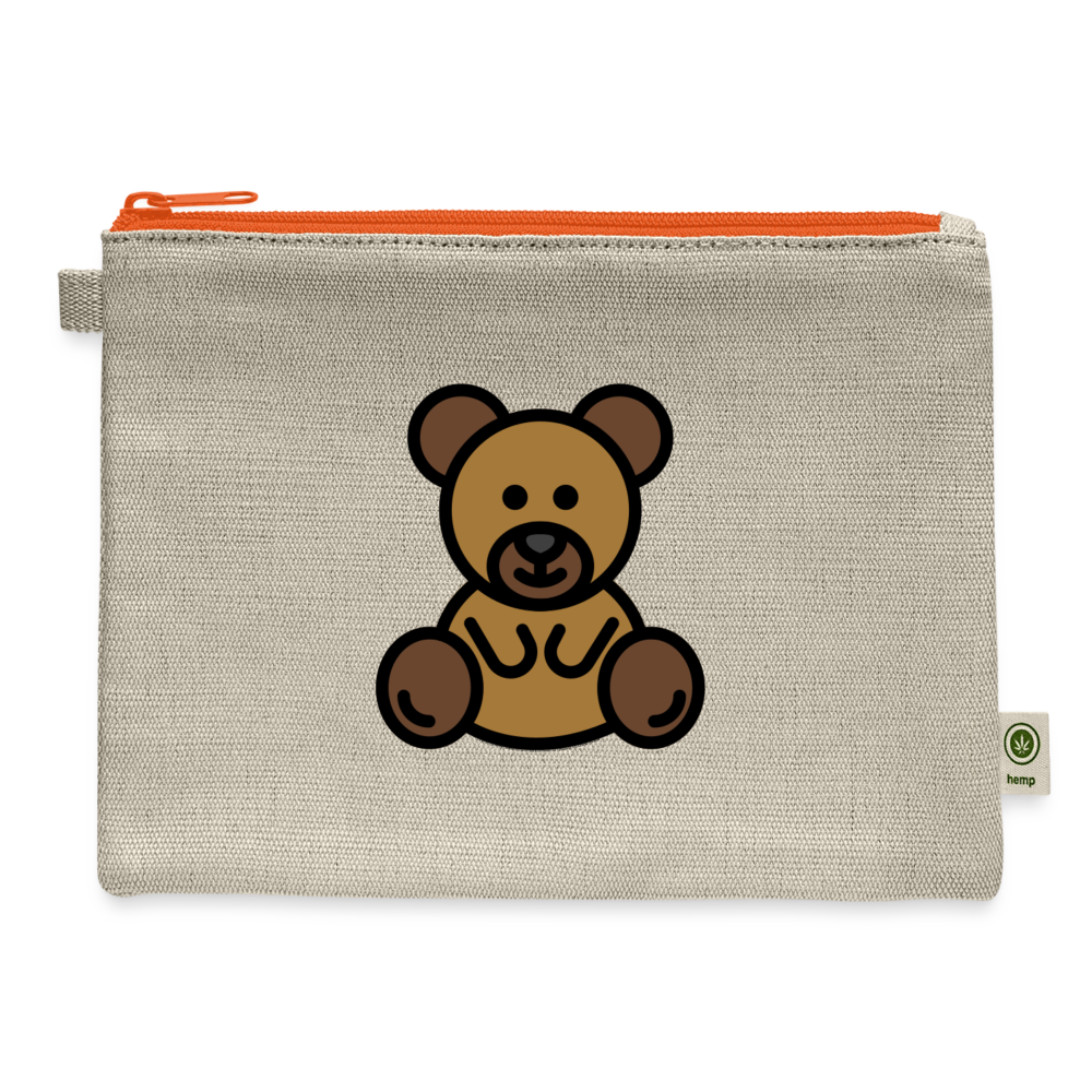 Teddy Bear Moji Carry All Hemp Pouch - Emoji.Express - natural/orange