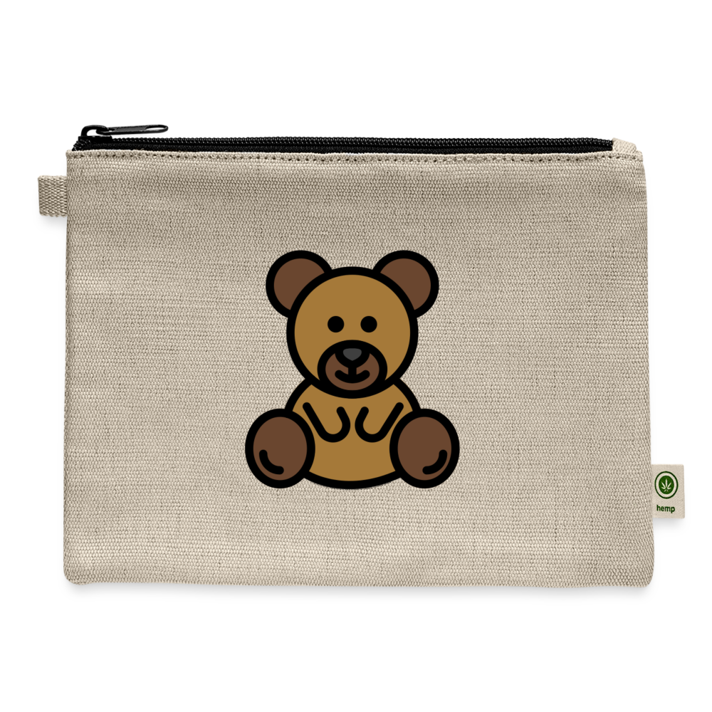Teddy Bear Moji Carry All Hemp Pouch - Emoji.Express - natural