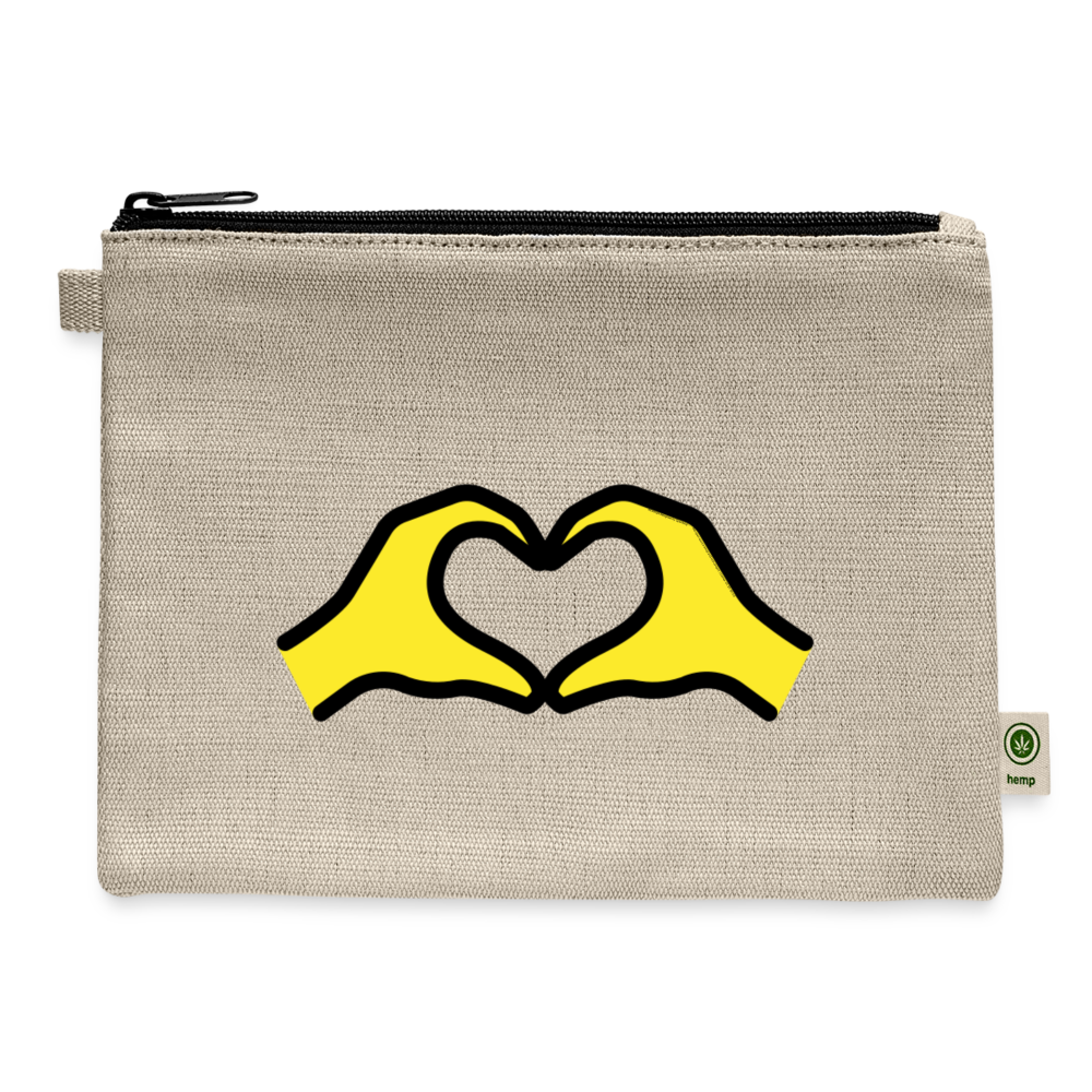 Heart Hands Moji Carry All Hemp Pouch - Emoji.Express - natural