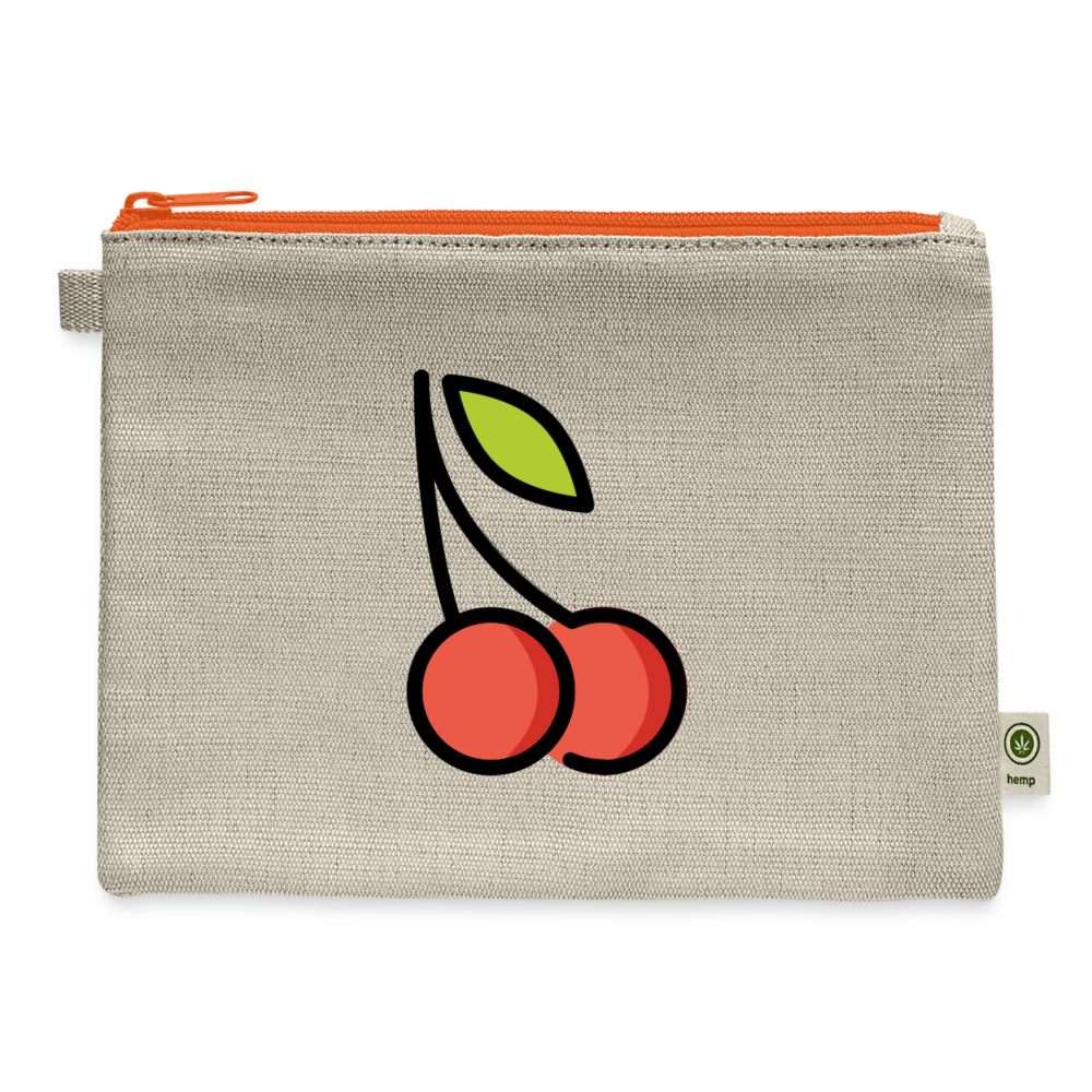 Cherries Moji Carry All Hemp Pouch - Emoji.Express - natural/orange
