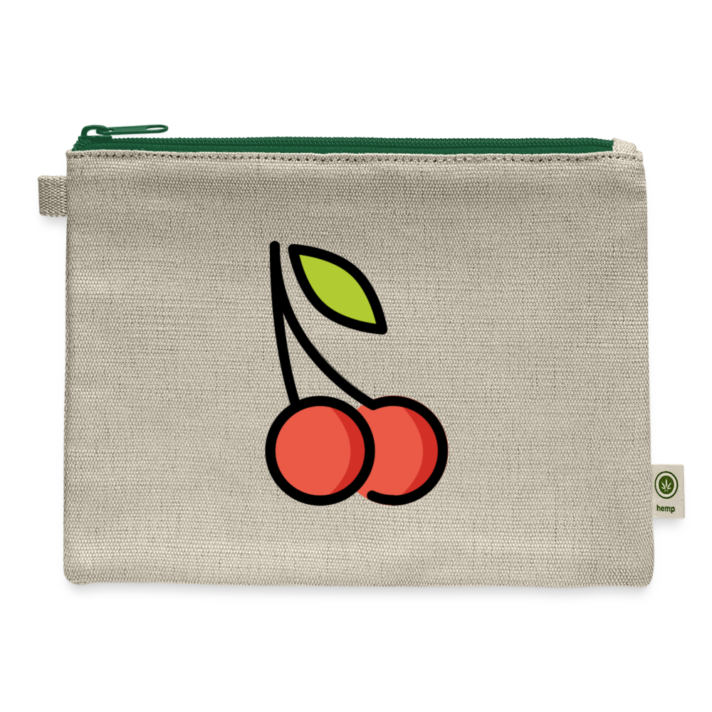 Cherries Moji Carry All Hemp Pouch - Emoji.Express - natural/green