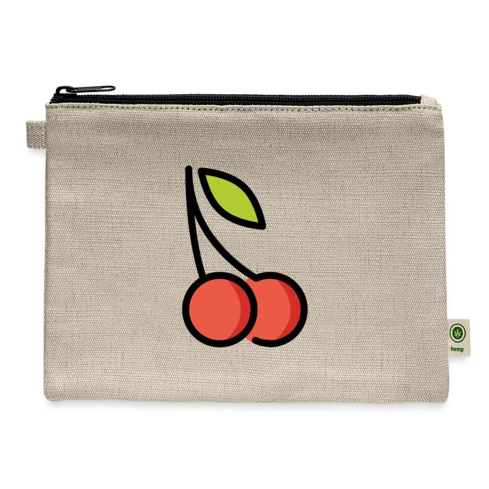 Cherries Moji Carry All Hemp Pouch - Emoji.Express - natural