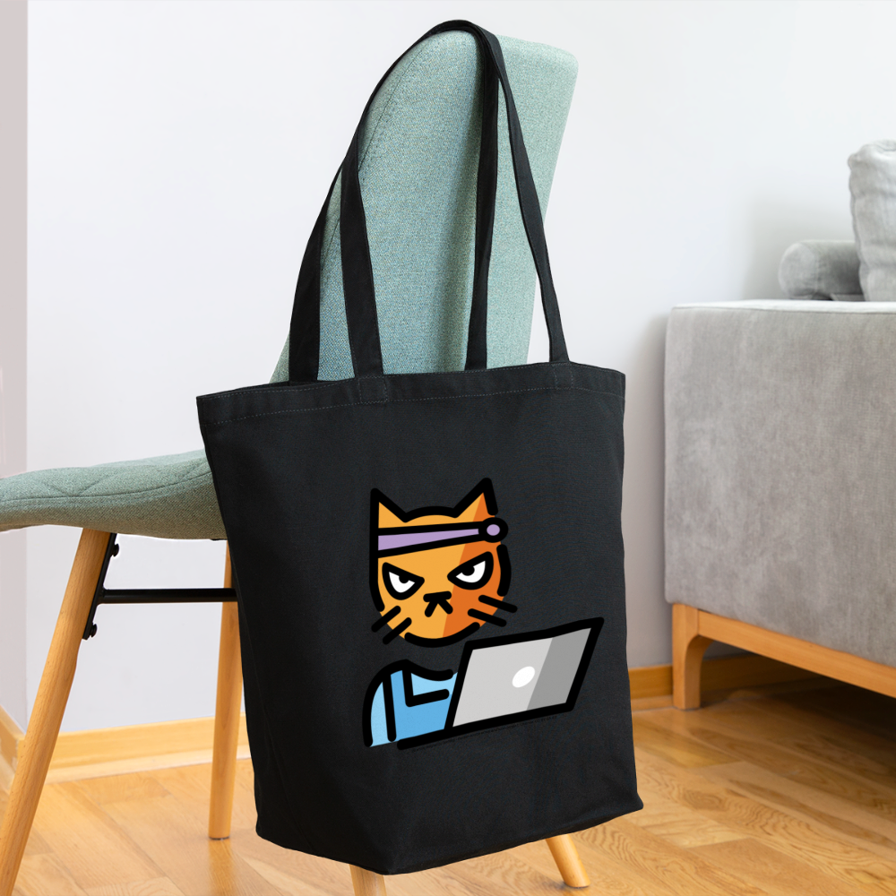 Customizable Hacker Cat Moji Eco-Friendly Cotton Tote - Emoji.Express - black