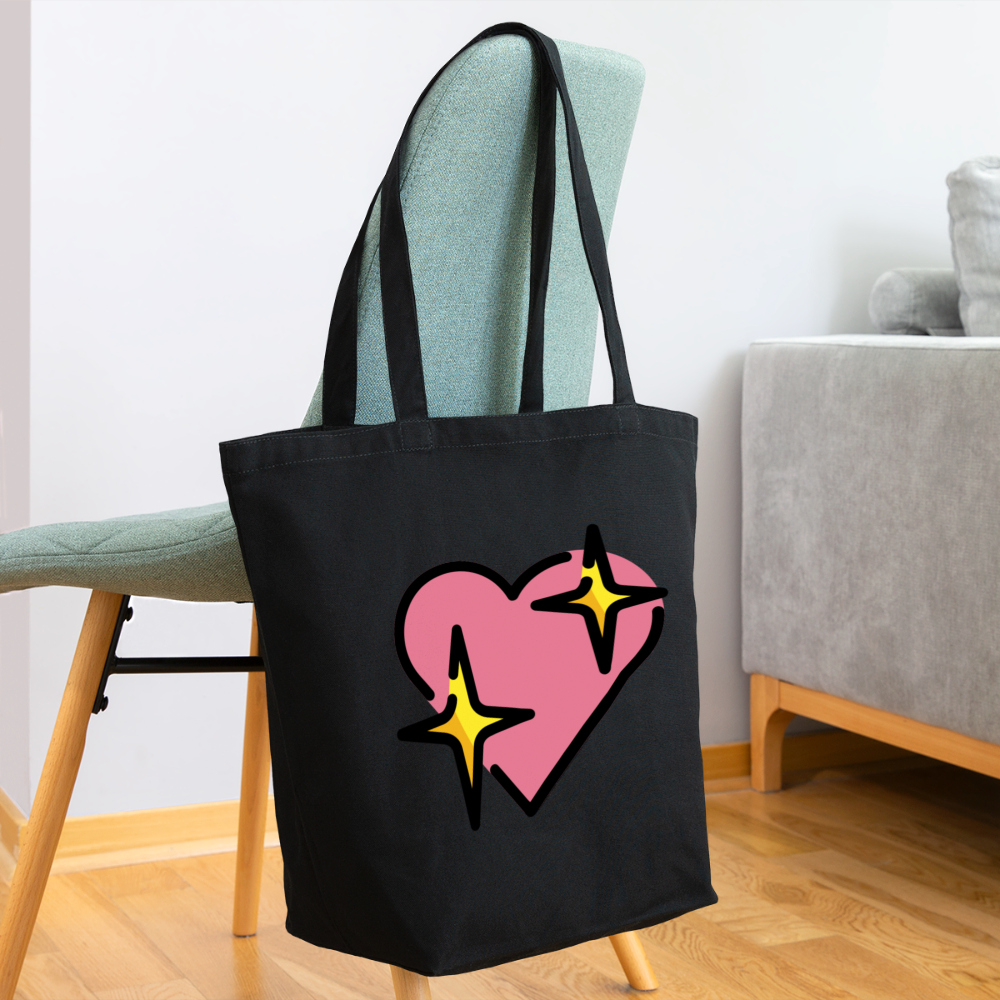 Customizable Sparkling Heart Moji Eco-Friendly Cotton Tote - Emoji.Express - black
