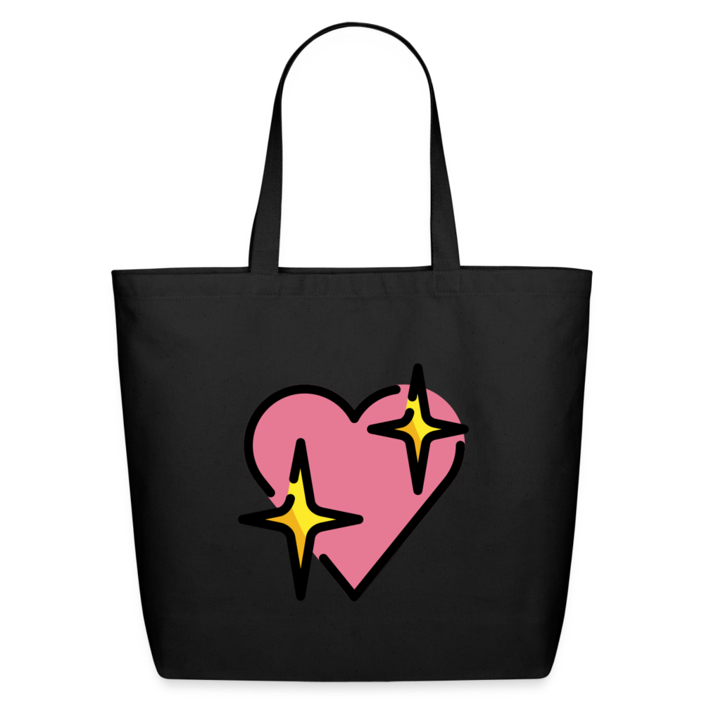 Customizable Sparkling Heart Moji Eco-Friendly Cotton Tote - Emoji.Express - black