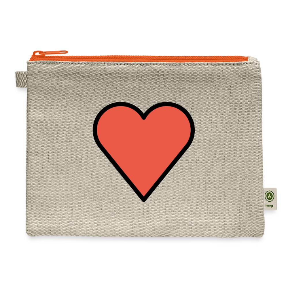 Red Heart Moji Carry All Hemp Pouch - Emoji.Express - natural/orange