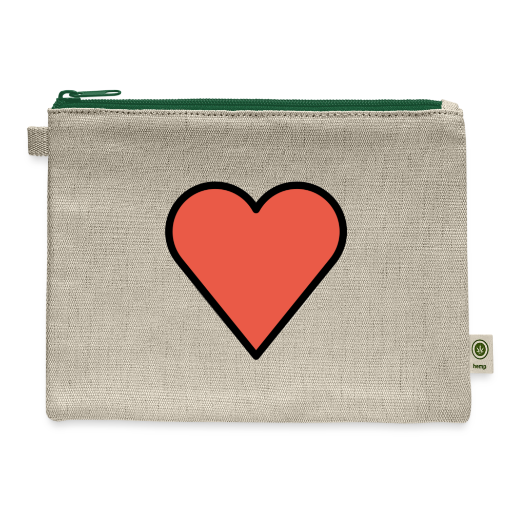 Red Heart Moji Carry All Hemp Pouch - Emoji.Express - natural/green