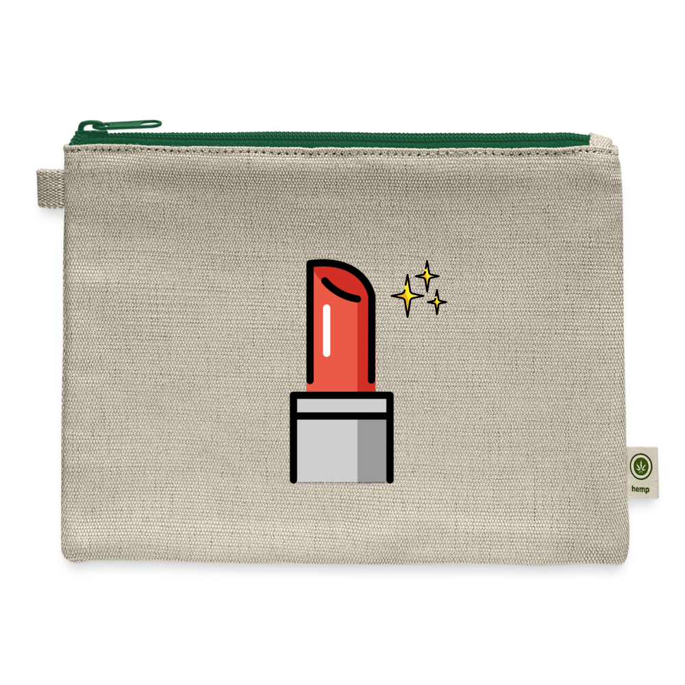 Lipstick Moji Carry All Hemp Pouch - Emoji.Express - natural/green