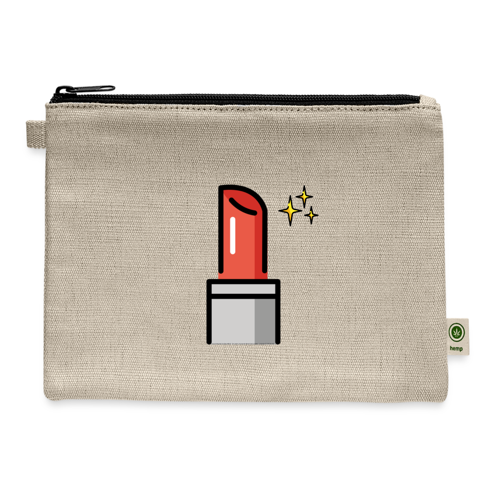 Lipstick Moji Carry All Hemp Pouch - Emoji.Express - natural