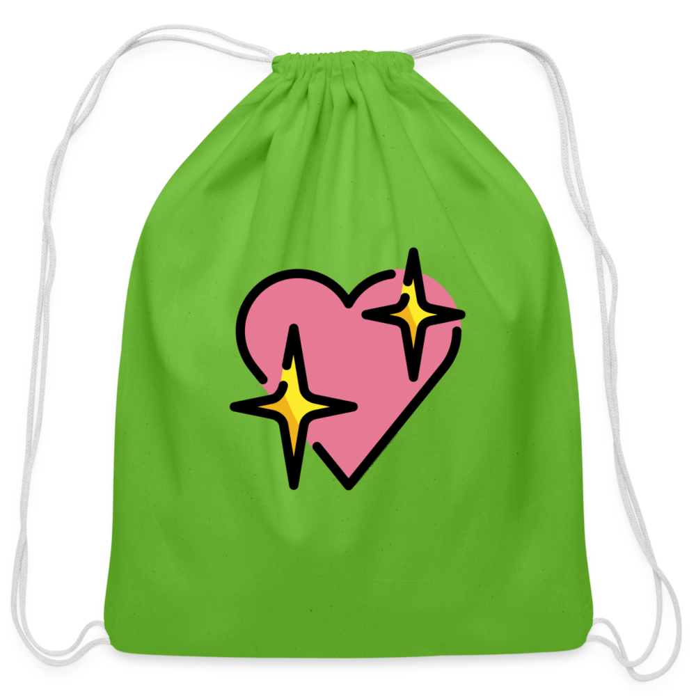 Customizable Sparkling Heart Moji Cotton Drawstring Bag - Emoji.Express - clover