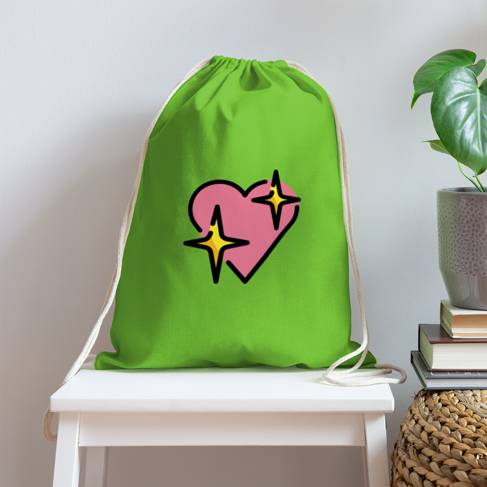 Customizable Sparkling Heart Moji Cotton Drawstring Bag - Emoji.Express - clover